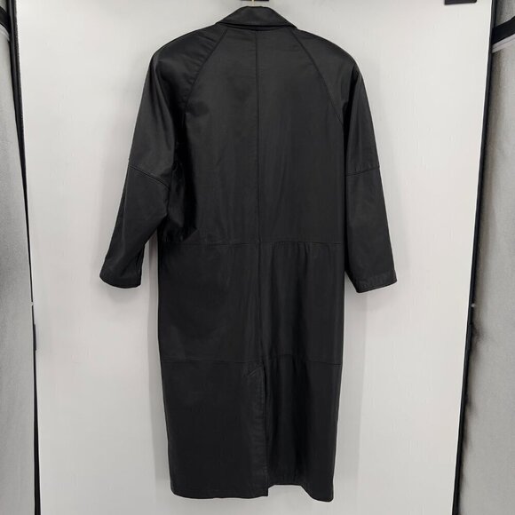 Global Identity lll Padded Shoulders Leather Trench Coat Women's M - Picture 4 of 10